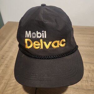 Vintage Black Mobil Delvac Dad Hat Cap Adjustable Strap Back Rope